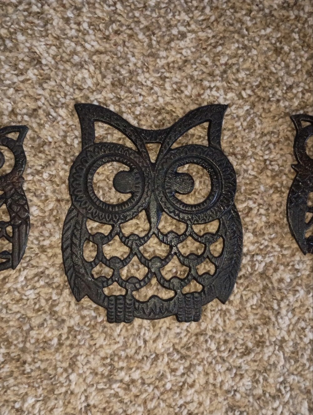 Decorative Black Owl Trivets set of 3